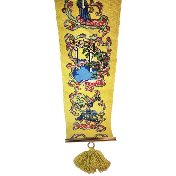 Vintage MCM Mid Century Modern Asian Inspired Needlepoint Wall Tapestry Hanging - Picture 6 of 14